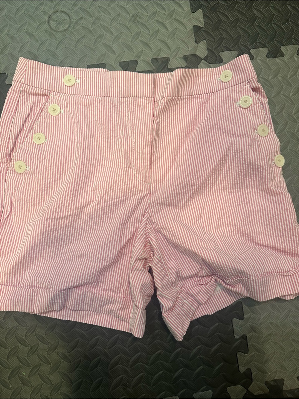 Loft Women’s Pink Seersucker Button-Accent Shorts